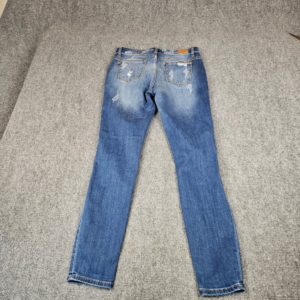 Judy Blue Skinny Fit Distressed Leopard Patch Jeans Medium Wash JB8265MD 9/29 - Picture 2 of 12